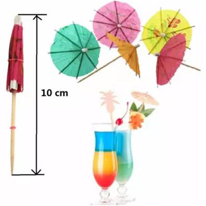 Hộp 100 cocktail Parasol Drink Umbrellas, ô giấy trang trí Cocktail, ô dù giấy trang trí bánh sinh nhật