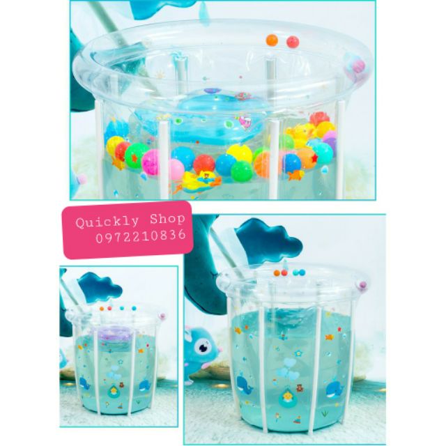 ( Nhiều quà tặng) Bể Bơi,  Hồ Bơi Spa Thành Cao Loại Lớn 80CM X 80CM - Tặng bơm tay, bóng , phao cổ.