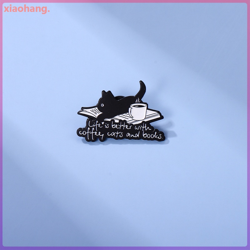 Ghim Cài Áo Hình Mèo Đen/Chữ Cái Tráng Men Dễ Thương Làm Quà Tặng Cho Bạn Bè