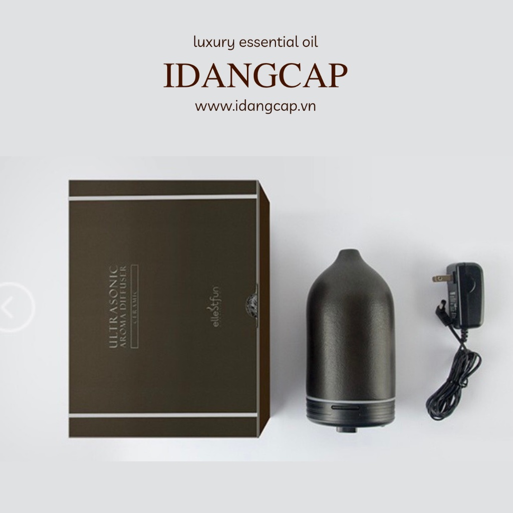 Ellestfun cao cấp - Máy khuếch tán tinh dầu cao cấp Hải Đăng đen chính hãng IDANGCAP (tặng 10ml tinh dầu sả chanh)