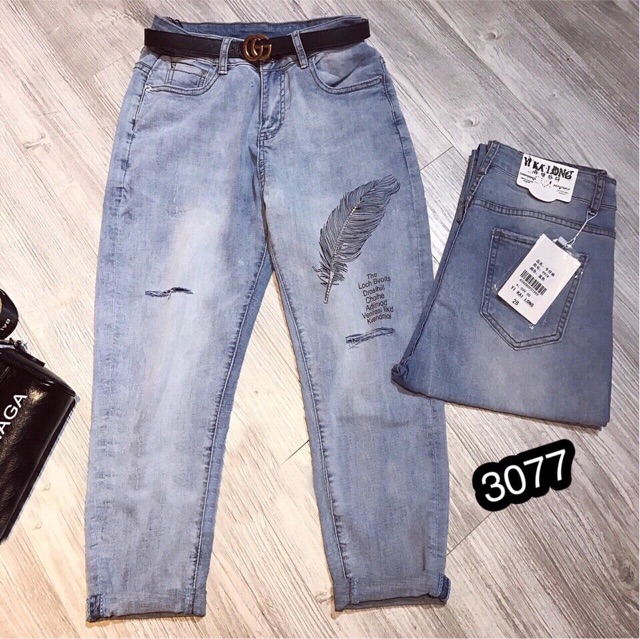 ⚡️Quần Jeans Rách Thêu Hoạ Tiết - 3077