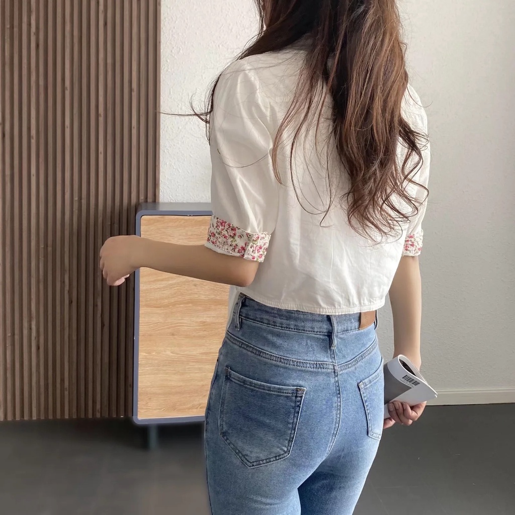 Áo Sơ Mi Denim Tay Ngắn Dáng Rộng Cột Dây Thời Trang Mùa Hè Phong Cách Hàn Quốc Mới 2022 Cho Nữ