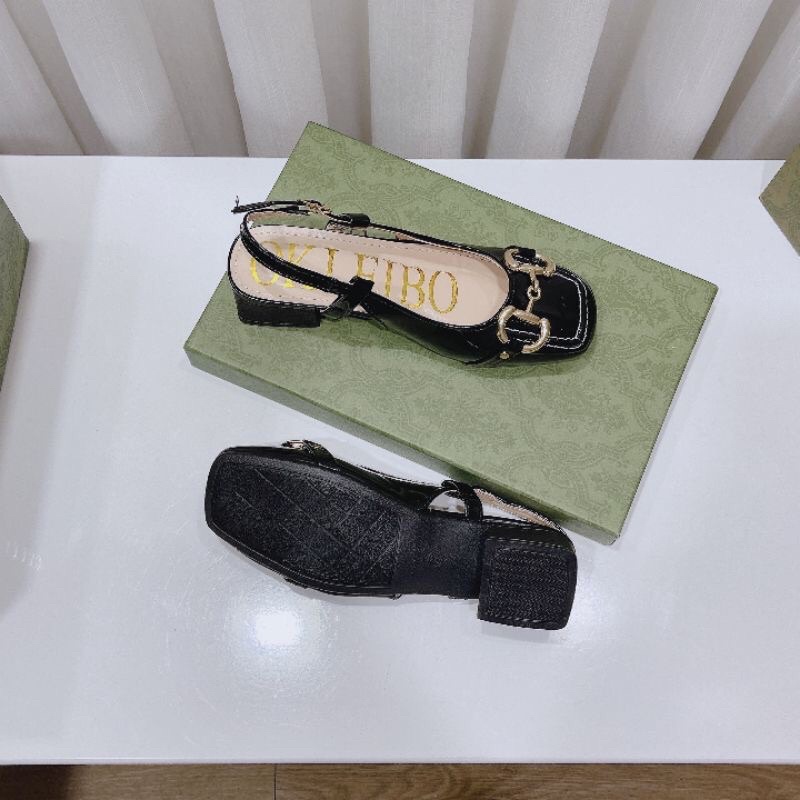 Giày CAO GÓT BÍT MŨI cao 3cm Hàng việt nam xuất khẩu cao cấp, Xăng đan hở gót phù hợp đi làm, đi chơi , 2 màu đen trắng