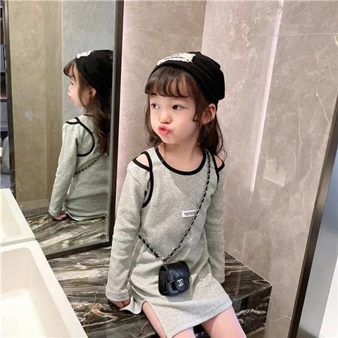 Bộ Đầm Hai Mảnh Áo Tay Dài Bằng Vải Cotton Thuần Khiết Phong Cách Phương Tây Thời Trang Xuân Thu Dành Cho Bé Gái