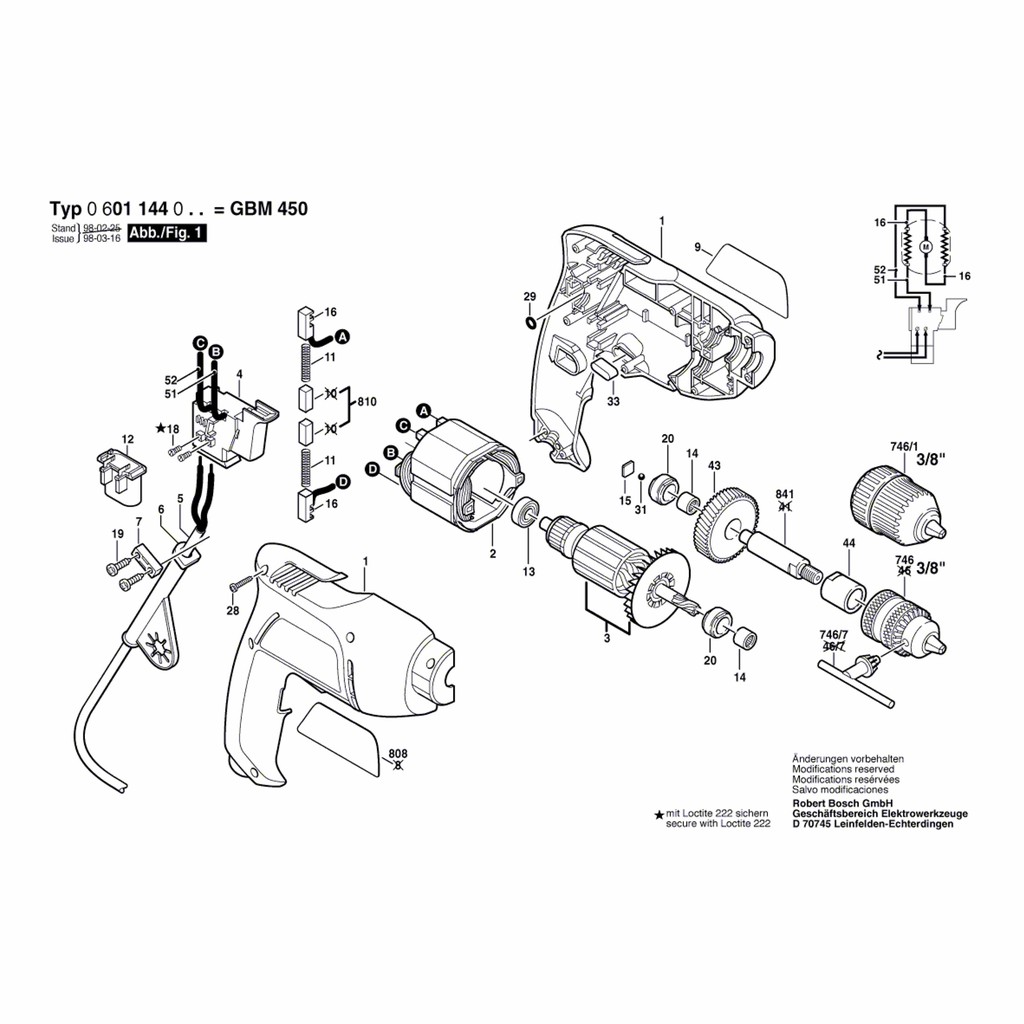 BOSCH Mỏ Neo Ac220V-240V Cho Máy Khoan Không Dây Gbm450