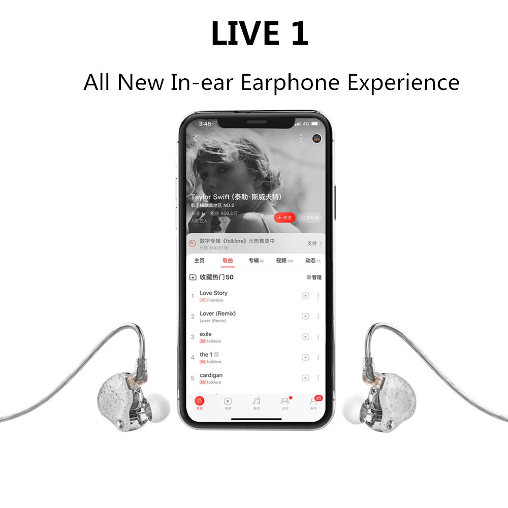 TFZ Live 1 wired earphones Monitor hifi 3.5mm 0.78m cable headset Active Noice Cancelling Detachable earbuds with mic for phone