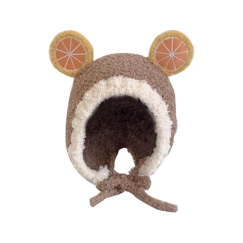 Mũ Len Dệt Kim Mềm Mại Đính Bóng Lông Giữ Ấm Tai Dễ Thương Cho Bé