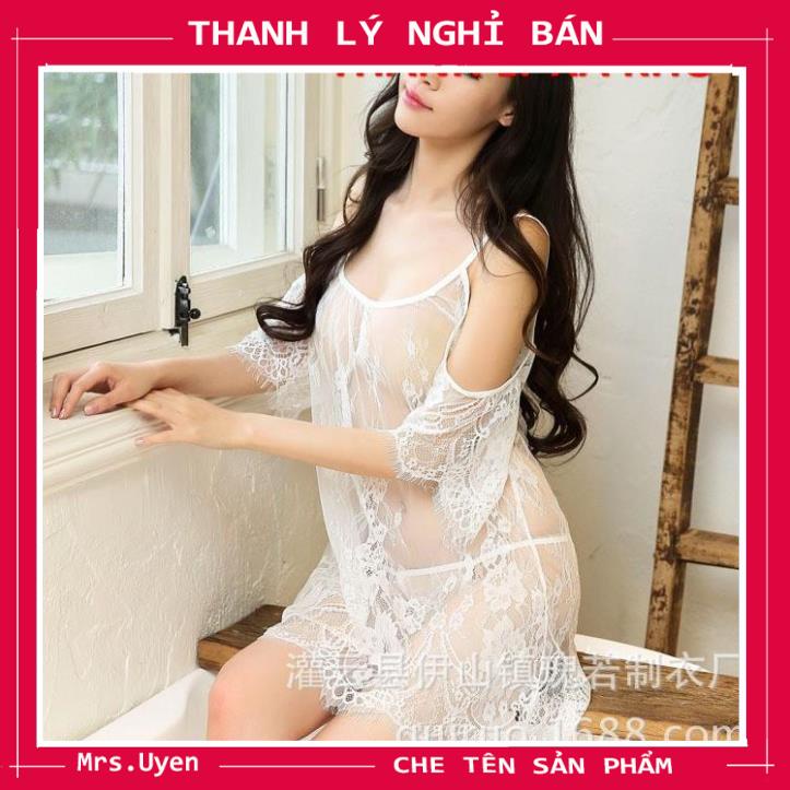 Váy ngủ ren xuyên thấu 2 dây hở vai gợi cảm [Vr1200] đầm ngủ indoor sexy chụp studio siêu đẹp