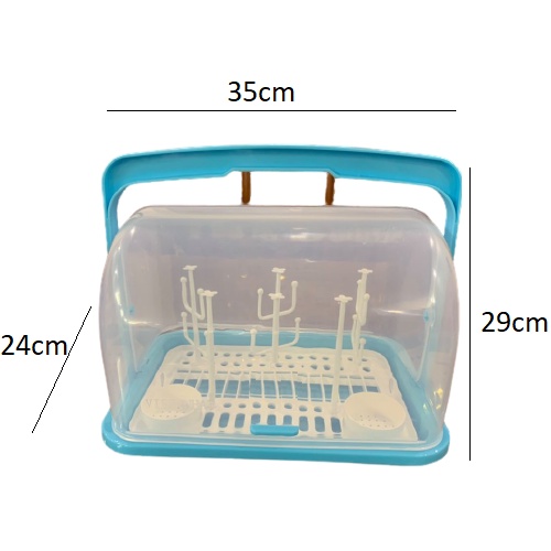 Khay giá úp cốc, ly, bình sữa có nắp đậy có vĩ thoát nước Kích thước : 34,5 x 24 x 29cm