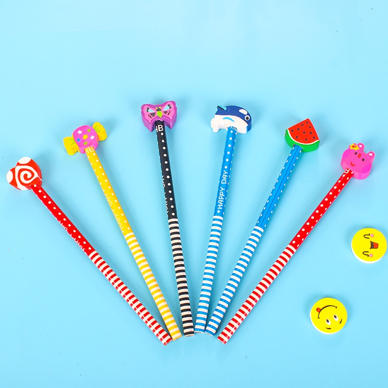 Bút Chì Gỗ HB Kèm Gôm Tẩy Cute (Giao Ngẫu Nhiên) - Minh An Saigon