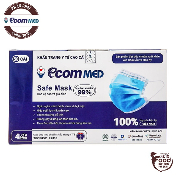 Khẩu Trang Y Tế 4 Lớp Tiêu Chuẩn Xuất Khẩu Hoa Kỳ Ecom Med Medical Face Mask | BigBuy360 - bigbuy360.vn
