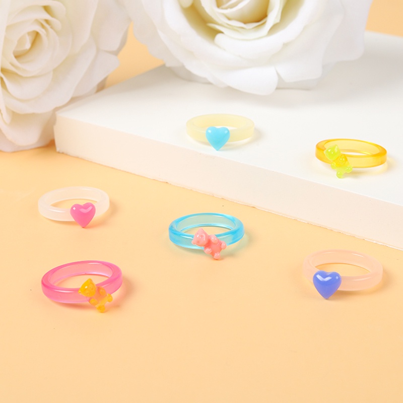 Cặp Nhẫn Hình Trái Tim Màu Xanh Dương Hồng Thời Trang Cho Cặp Đôi