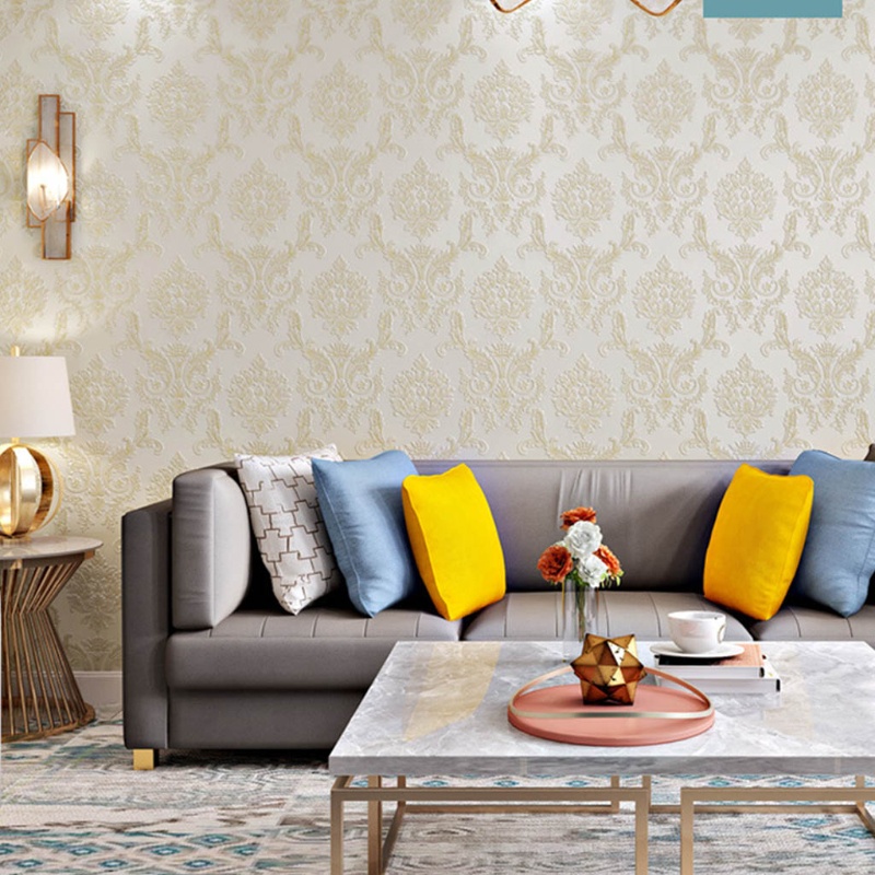 Giấy Dán Tường Không Dệt Dập Nổi Họa Tiết Hoa 3D Nhiều Màu Trang Trí Nội Thất