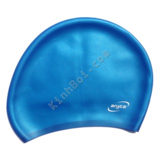 Mũ bơi silicone dạng mềm cho người tóc dài aryca - xanh