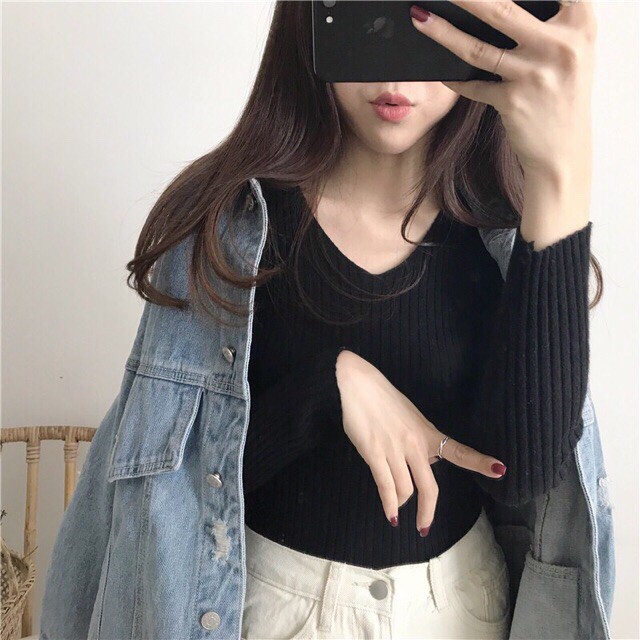 Áo len cổ tim siêu hot