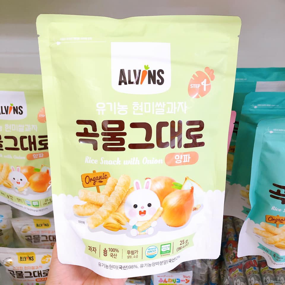 Alvins - Bánh ăn dặm gạo lứt hữu cơ hình que cho bé 6m+ túi zip 25g