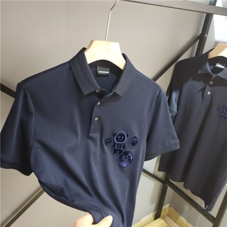 Áo Thun Polo Ngắn Tay Thêu Họa Tiết Thời Trang Mùa Hè Phong Cách Châu Âu Cho Nam