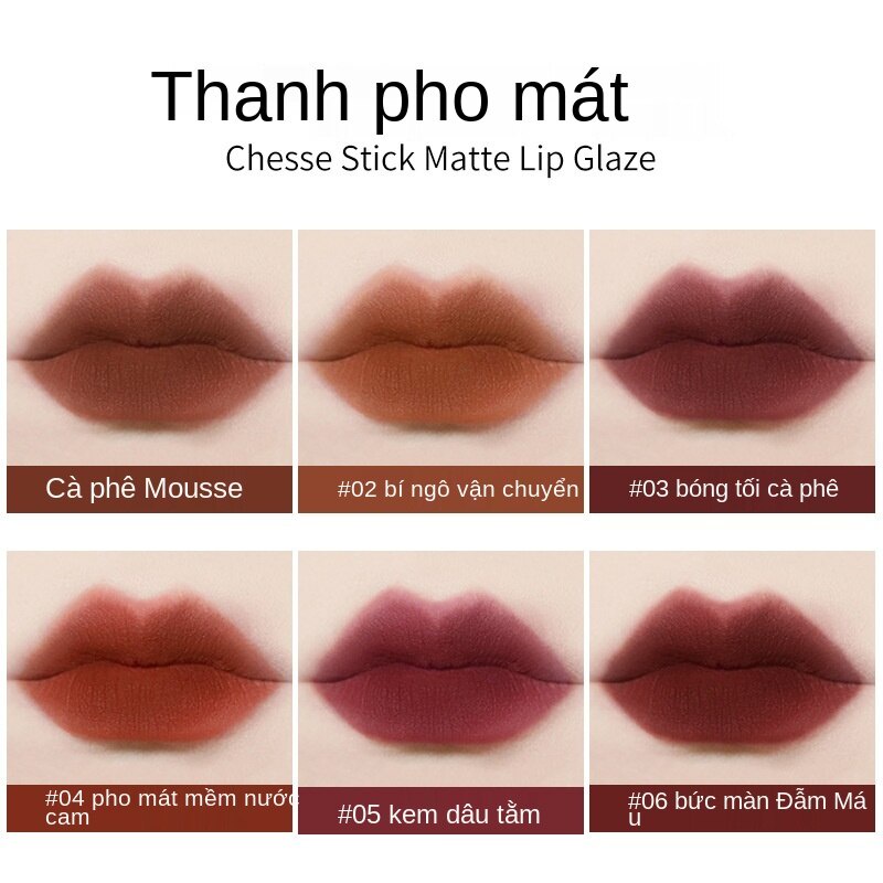 【vibely】Zhizhi stick lip mud matte velvet matte lip glaze không dễ phai, chống dính cốc, màu đỏ thuần phong cách hot, giao hàng trong ngày | BigBuy360 - bigbuy360.vn