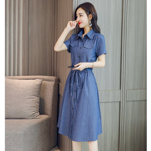 Đầm Denim Ngắn Tay Xinh Xắn Theo Phong Cách Hàn Quốc Dành Cho Nữ 2020 | BigBuy360 - bigbuy360.vn
