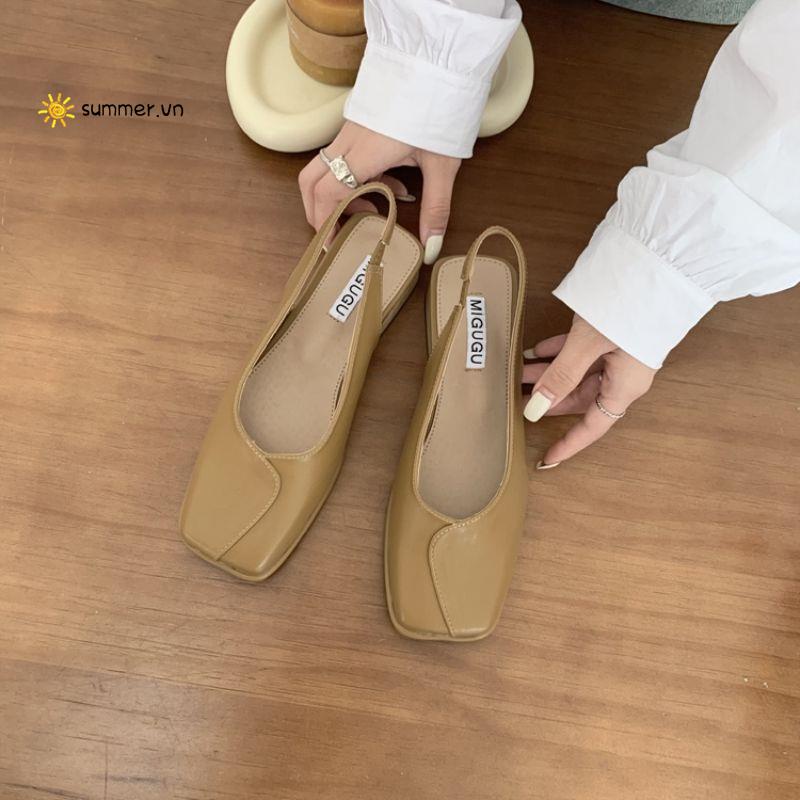 Giày Sandal Gót Thấp Hở Ngón Gót Dày Thời Trang Pháp Cho Nữ 2022
