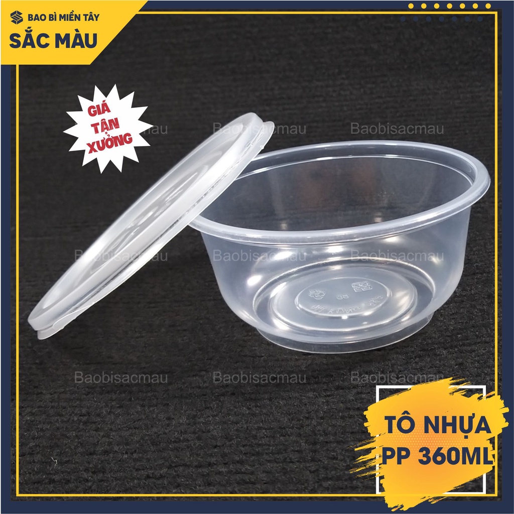 Set 50 Tô nhựa PP 360ml kèm nắp, tô nhựa đựng thực phẩm, chịu nhiệt tốt
