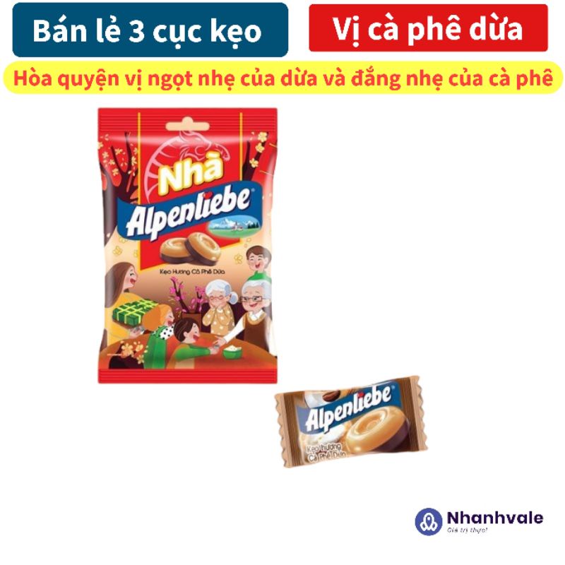 Bán lẻ 3 cục kẹo cà phê dừa Alpenliebe
