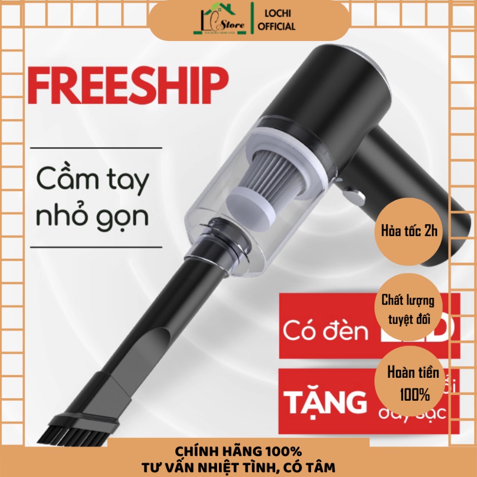 Máy Hút Bụi Tích Điện, Máy Hút Cầm Tay Mini, Hút Mọi Ngóc Ngách Trong Xe, Khe Cửa Lochi Store