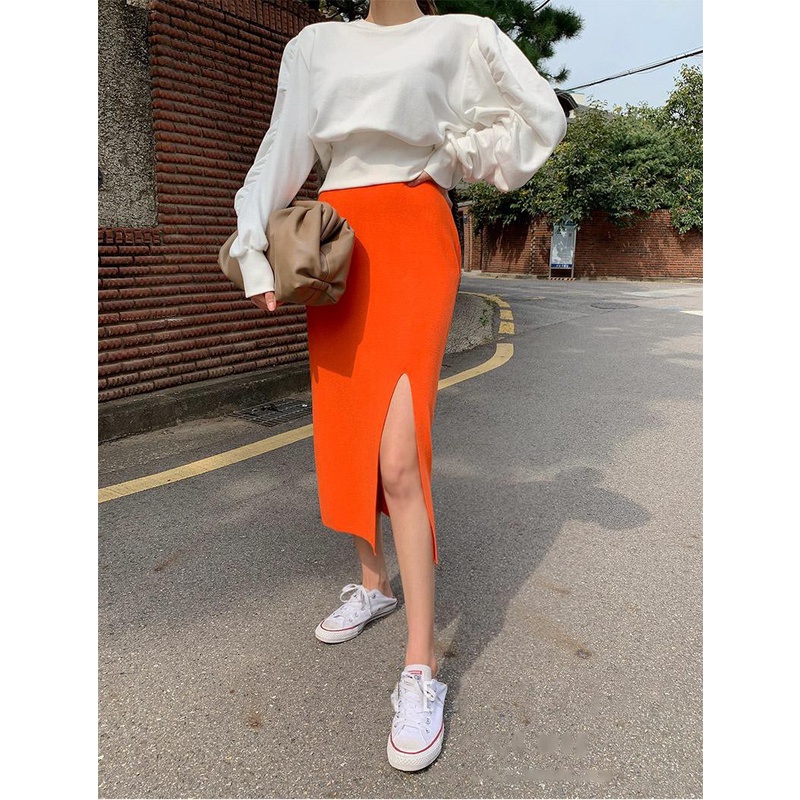 Chân Váy Dệt Kim Dáng Ôm Xẻ Tà Kiểu Hàn Quốc Thời Trang Mùa Xuân Hàng Mới Dành Cho Bạn Nữ