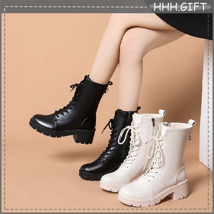 ( Order ) Boots Fried Street Martin đế răng cưa cổ 17cm khóa kéo cho nữ vào mùa đông 2021, hàng quảng châu loại đẹp