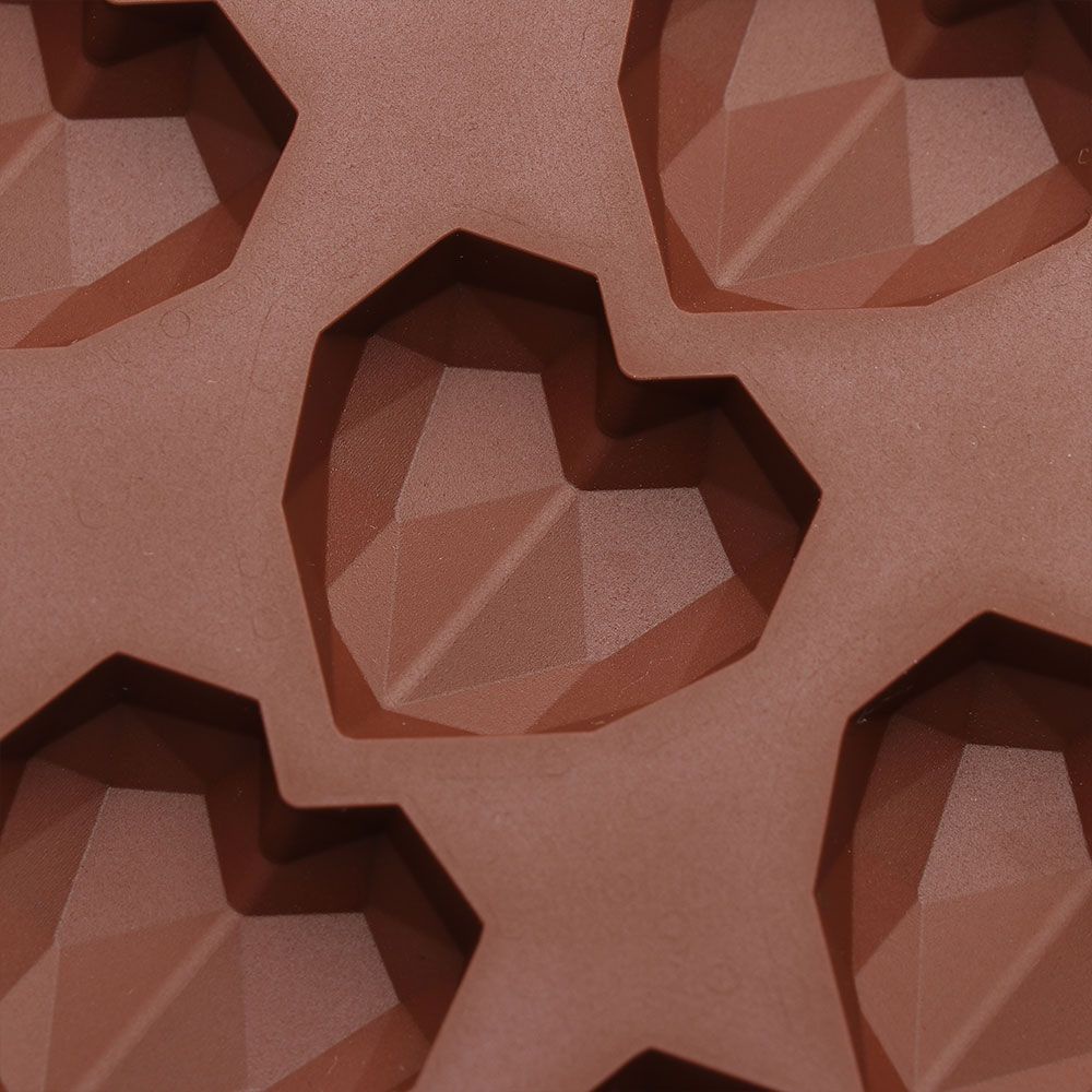 Khuôn silicone tạo hình làm bánh kẹo hình trái tim kim cương 3D 15 ngăn