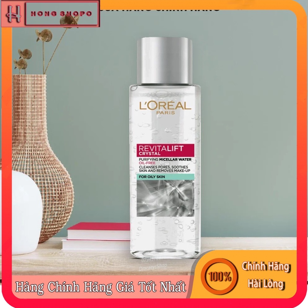 Tẩy Trang Loreal Revitalift Crystal Purifying Micellar Water Làm Sạch Cho Da Dầu 30ml