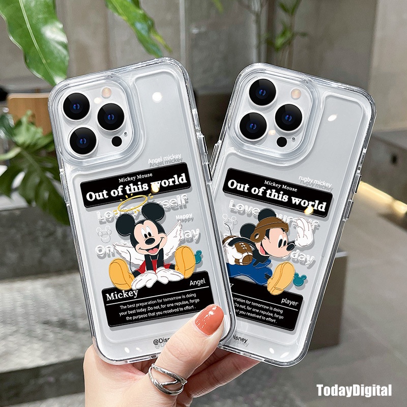 Ốp Điện Thoại Trong Suốt Họa Tiết Mickey / Minnie / Không Gian Cho iPhone 13 12 11 X XS Pro Max XR 7 8 Plus