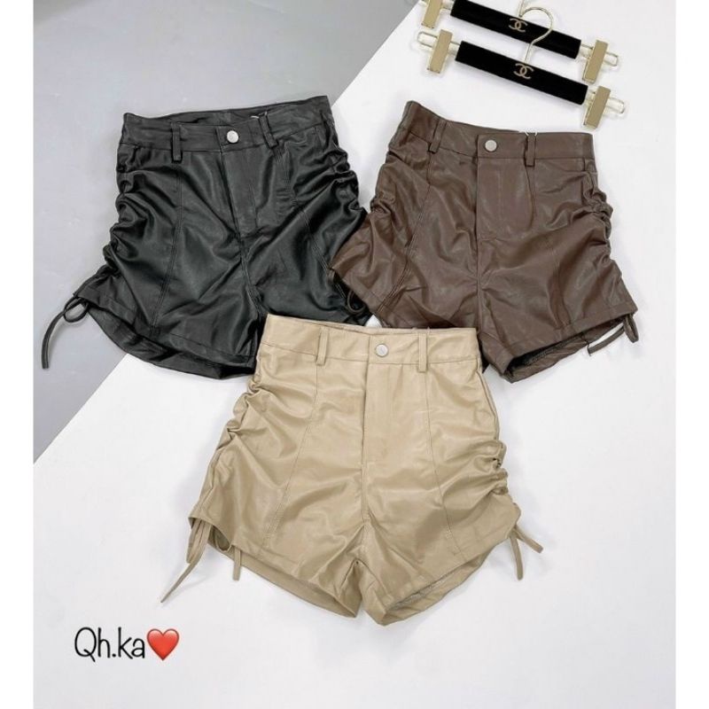 Quần sooc da dây rút cạnh hàng QC