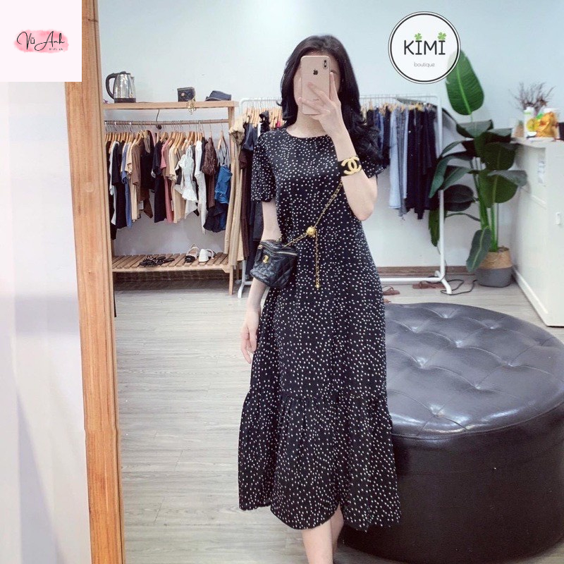 Váy babydoll , váy bầu thiết kế chấm bi chất vải lụa tằm mặc mềm mát thoải mái cho mẹ bầu mặc đi chơi cafe dạo phố