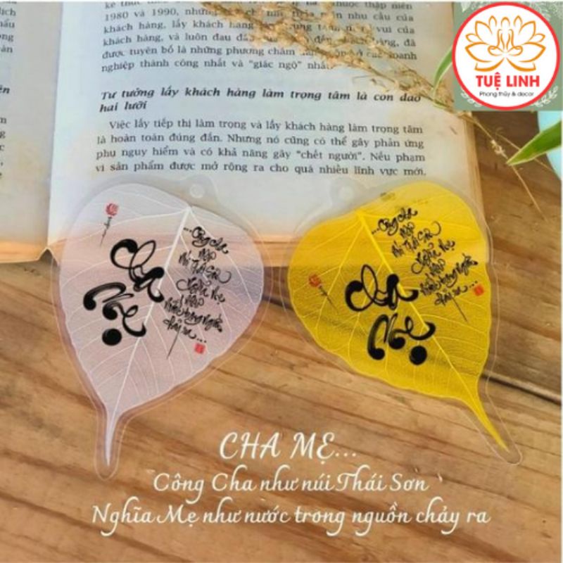 Lá Bồ Đề thư pháp tặng Cha Mẹ
