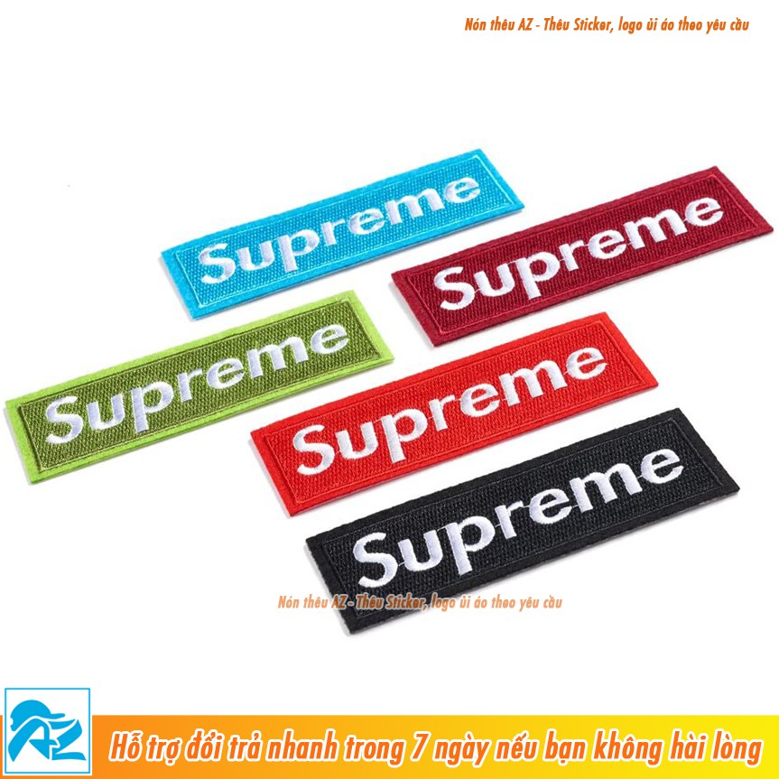 Sticker ủi thêu logo hình Supreme 6.5x2cm - Patch ủi quần áo thun balo S87