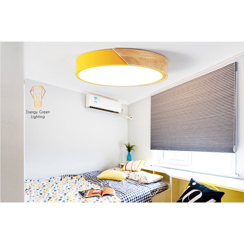 Đèn LED Ốp Trần Viền Gỗ Energy Green Lighting OT-80112 - 4 Màu - 30cm Phong Cách Hiện Đại - 3 Chế Độ Ánh Sáng