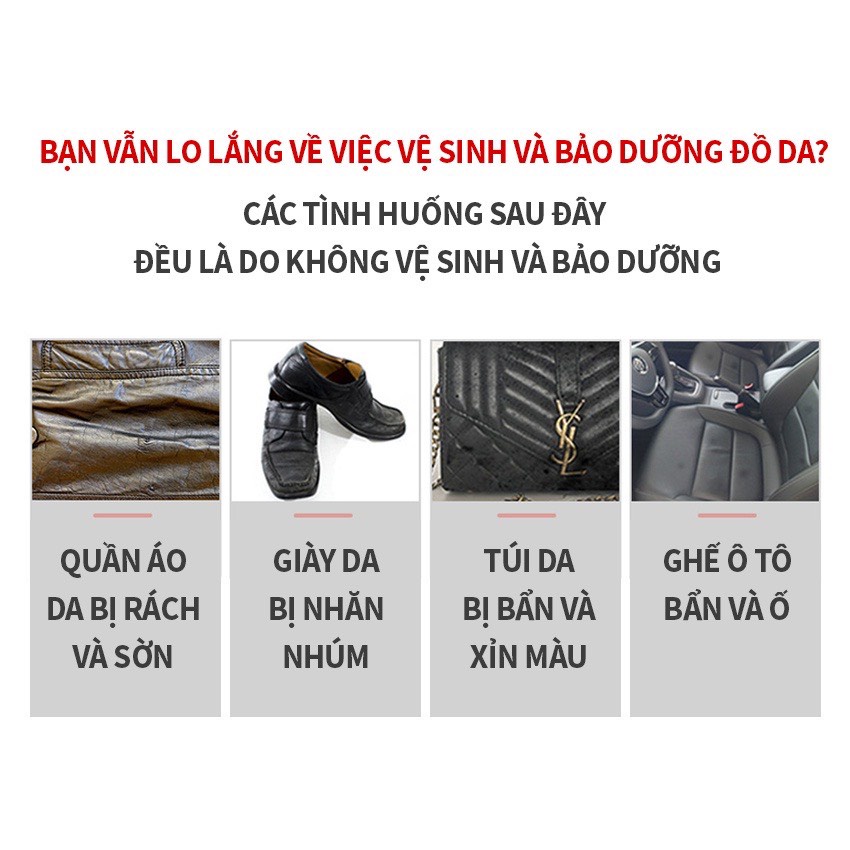 Tẩy Vết Bẩn Đồ Da,Đánh Bay Vết Bẩn Trên Bề Mặt Đồ Da Các Loại,Không Cần Đến Nước, Tiện Lợi
