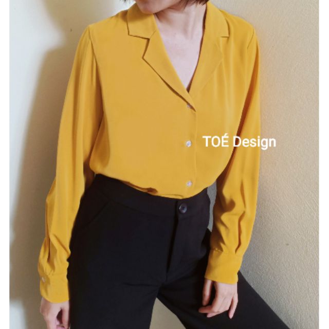 Áo sơ mi cổ vest màu Vàng, Hồng