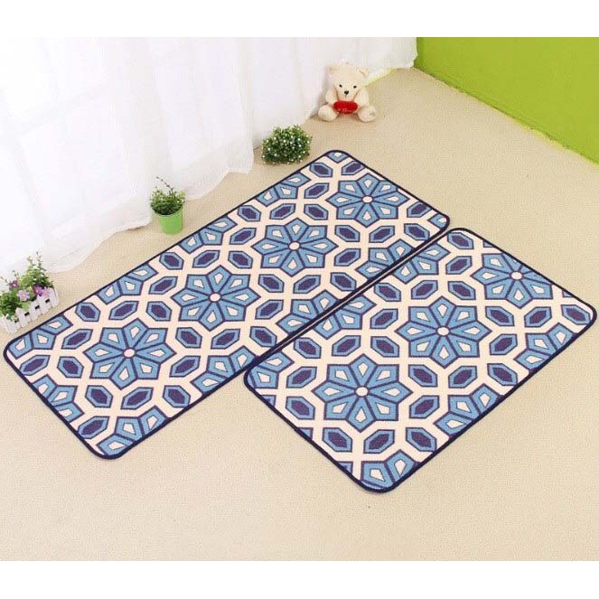 Set 02 thảm bếp cao cấp hoa văn đẹp (40 x 60 và 40 x 120 cm) - HD