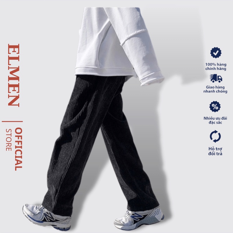 Quần Ống Suông Nam Nữ Ulzzang Nhung Tăm Form Suông Rộng Unisex