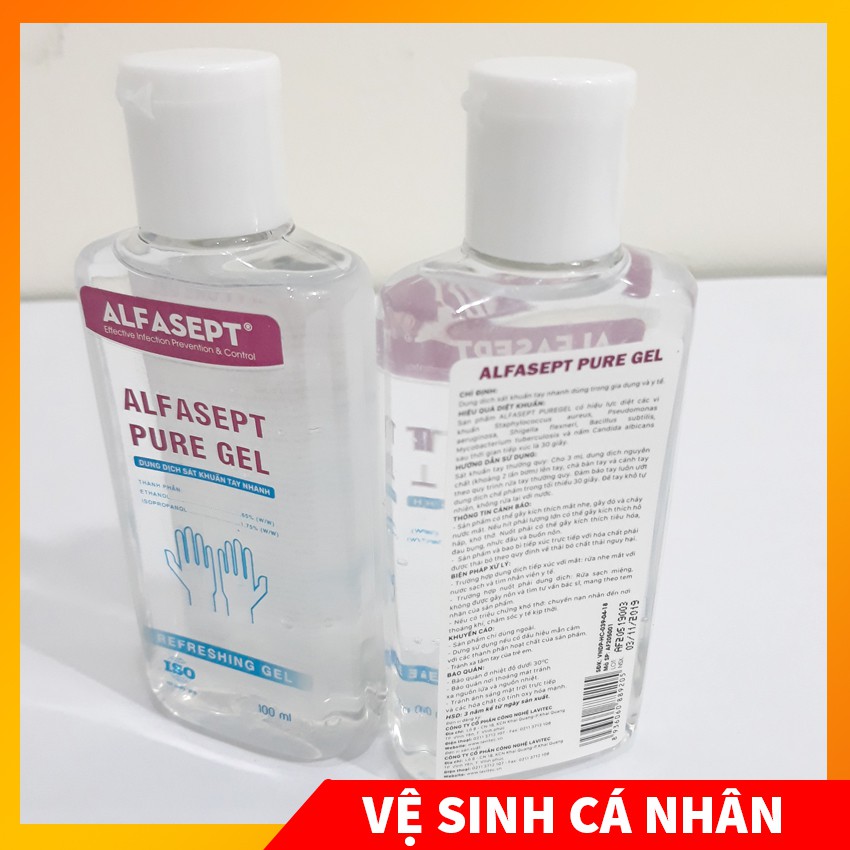 [TRỢ GIÁ - 100ML] Dung dịch rửa tay sát khuẩn - Dung dịch rửa tay khô sát khuẩn ALFASEPT diệt 95% vi khuẩn