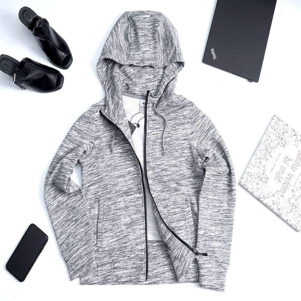 Áo khoác nỉ nữ cotton có mũ trùm đầu Umebay, áo jacket nữ mặt trong cào bông