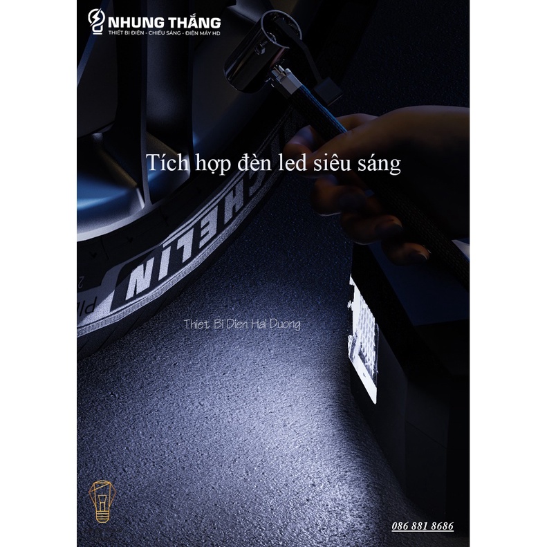 Bơm Lốp Ôtô,Xe Hơi Điện Tử Đa Năng ST-5002 - Chế Độ Tự Ngắt - Tích Hợp Đèn Led - Điện Áp 12V - Bảo Hành 1 Năm