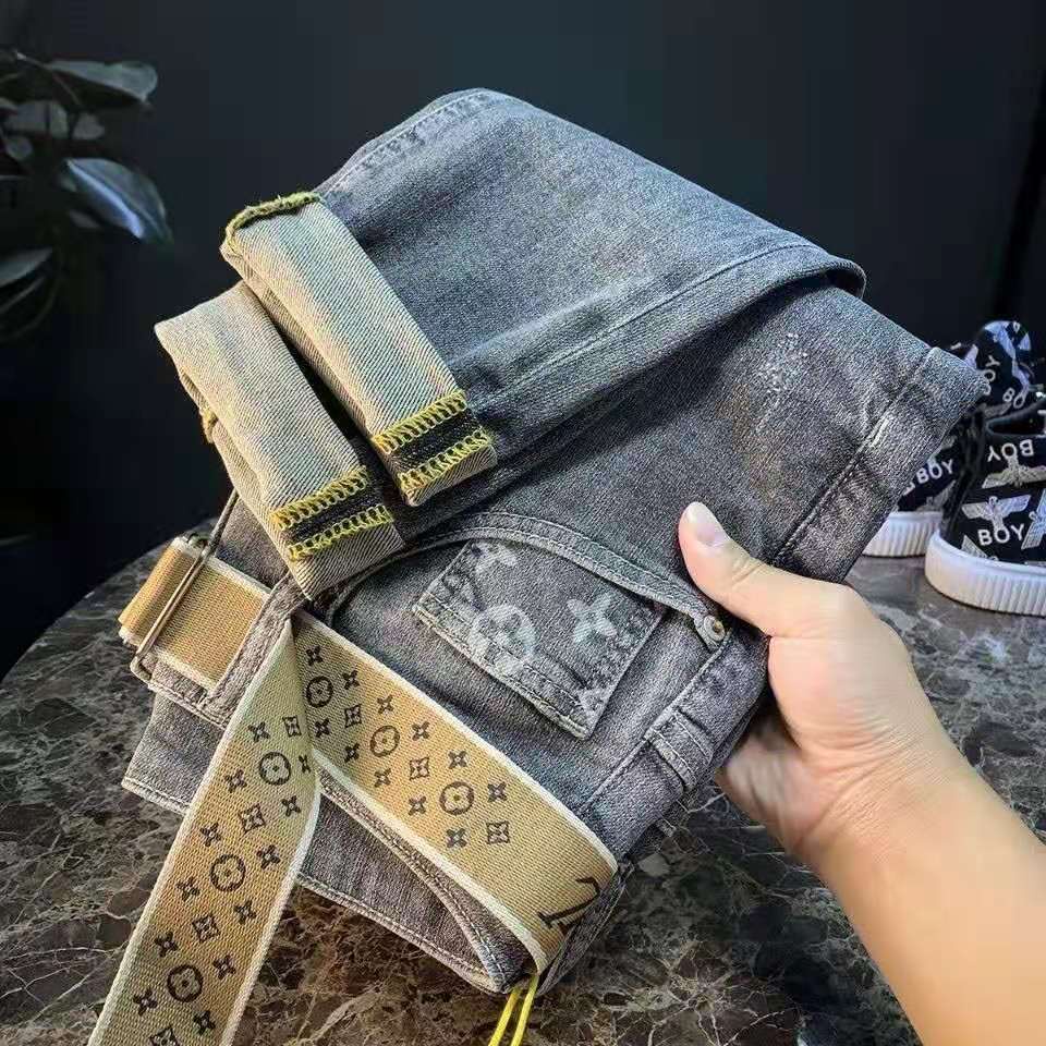 Áo Liền Quần Jeans Denim Dáng Ôm Thêu Họa Tiết Phong Cách Hàn Quốc Thời Trang Xuân Hè Cho Nam