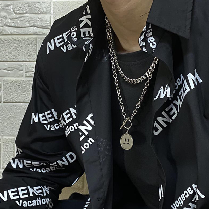 Dây Chuyền Thép Titan Mặt Hình Mặt Cười Hai Mặt Xoay Được 19721 Hợp Thời Trang Phong Cách Hiphop