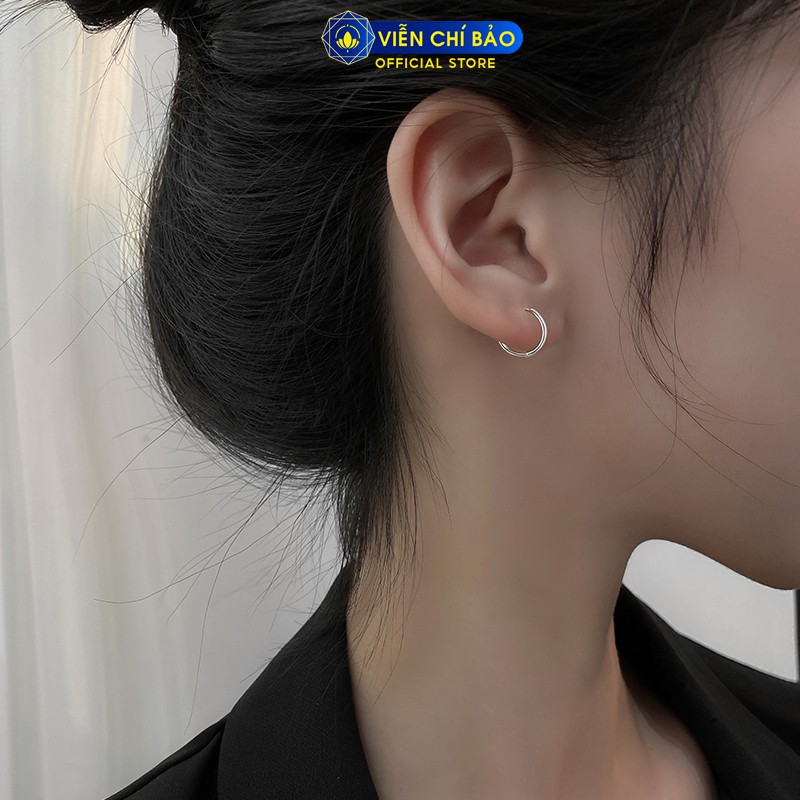 Bông tai bạc nữ tròn trơn chất liệu bạc 925 thời trang phụ kiện trang sức nữ Viễn Chí Bảo B400071