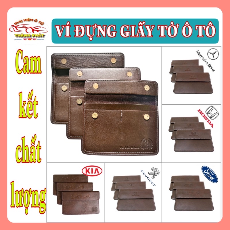 Ví da bóp da để đựng giấy tờ đăng kiểm xe hơi ô tô có dập logo hãng - 18 HÃNG