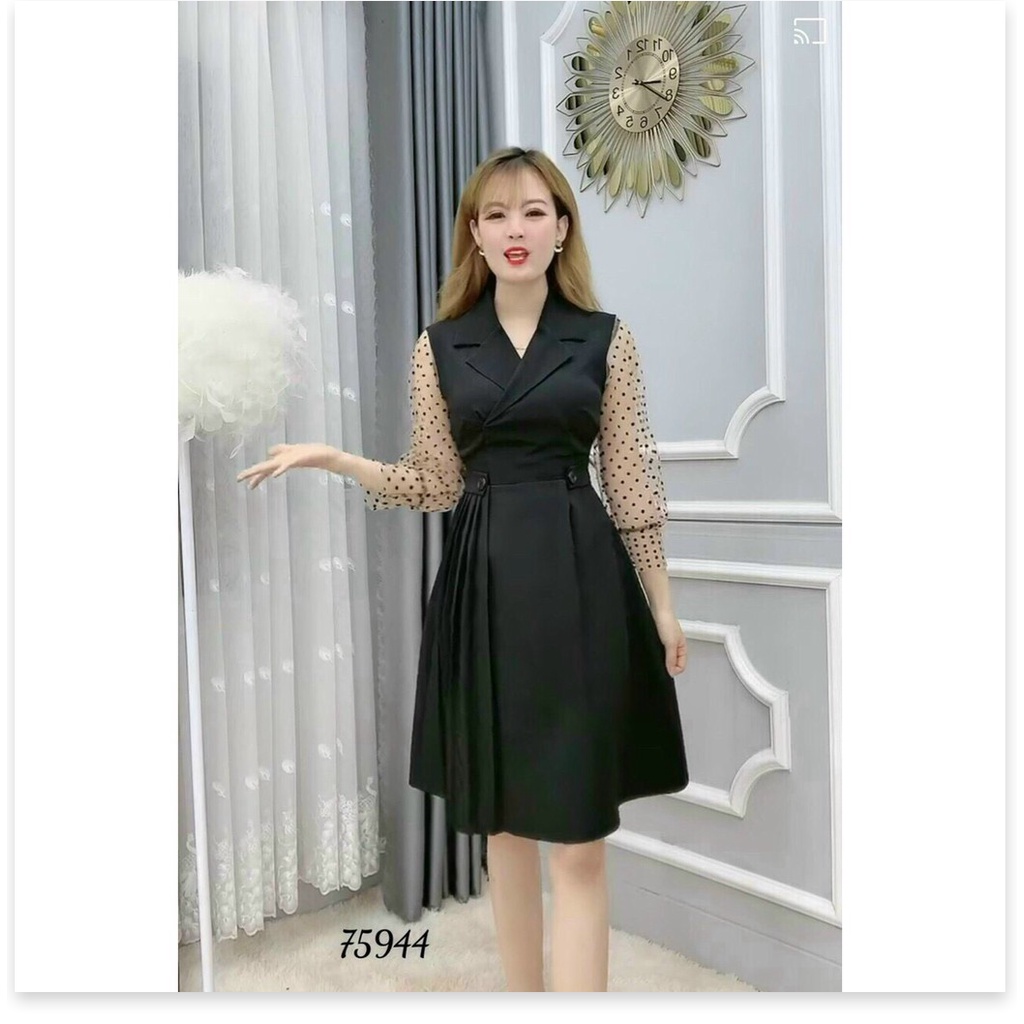 ĐẦM XÒE DỰ TIỆC TAY DÀI CHẤM BI CỰC HOT SIÊU XINH ĐẸP KME FASHION