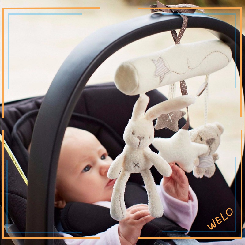 Rabbit Baby Hanging Bed Safety Seat Plush Toy Hand Bell Multifunctional Plush Toy Stroller Mobile Gifts